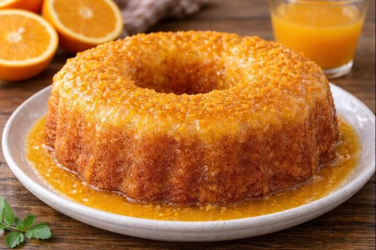 Bolo com Calda de Laranja